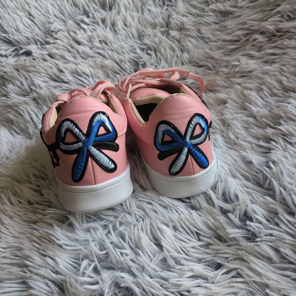 Chase + Chloe Pink Embroidery Heart & Floral Lace-Up Sneakers - Picture 8 of 8